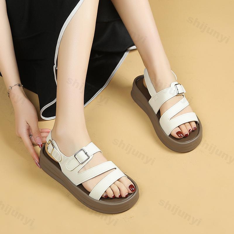 Fashion Women Sandals Summer New Fashion Open Toed Flat Comfortable Platform Non Slip Buckle Strap Outdoor Beach Shoe Sandalias De Mujer