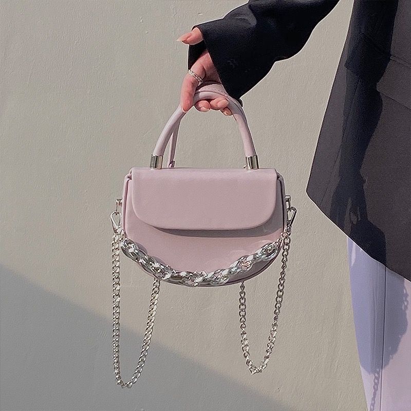 

JIAERDI Retro Handle Saddle Bag Purse Women Vintage Pu Leather Chain Chic Black Messenger Bag Female Casual Crossbody Bags New рожевий