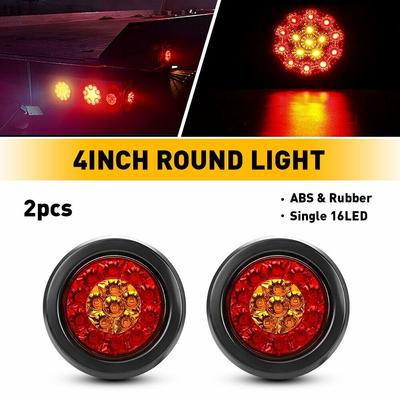 2PCS Red White 12V 24V LED Round Car Rear Tail Light Brake Stop Side Marker Car Truck Trailer Reflector Warning Light Waterproof