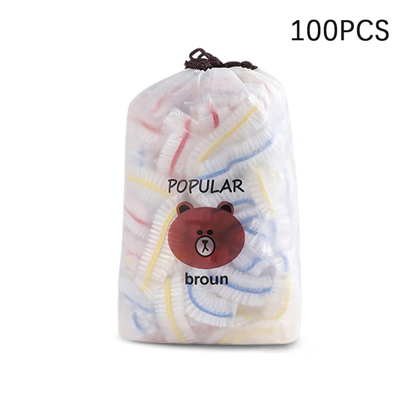 

100pc Colorful Disposable Food Cover Elastic Plastic Wrap Food-grade PE Fresh-keeping Film Bag Thickened Disposable Bowl Cover
