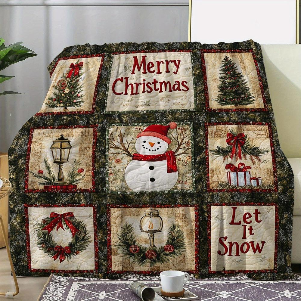 1 Stück Merry Christmas Decke Schneemann-Aufdruck Flauschige Flanelldecke für Zuhause Wohnzimmer Dekor Neujahr Weihnachtsgeschenk für die Familie