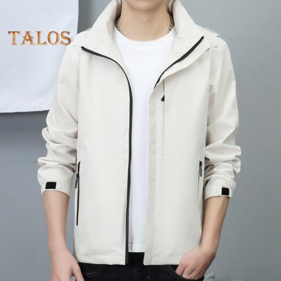 Pánská outdoorová trenčkotová bunda Stojáček s kapucí, dlouhý rukáv, zip, zapínání, bunda proti poškrábání, větruvzdorná