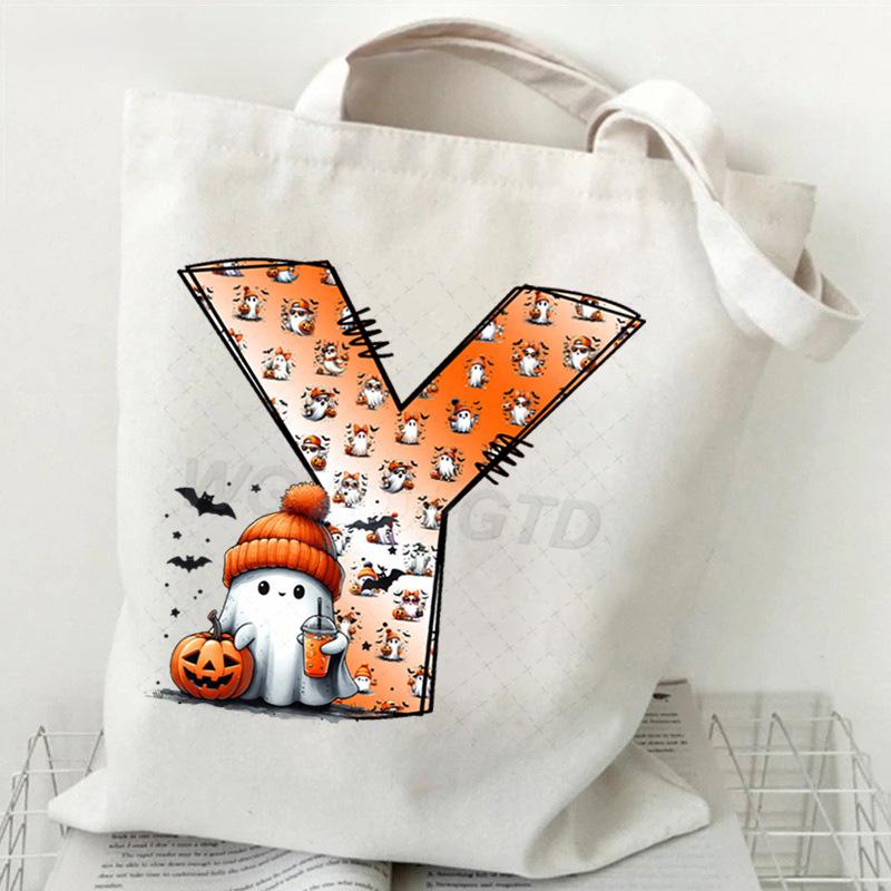 New Halloween 26 Letter Print Fashion Shoulder Bag Multi-function Portable Handbag Casual Versatile