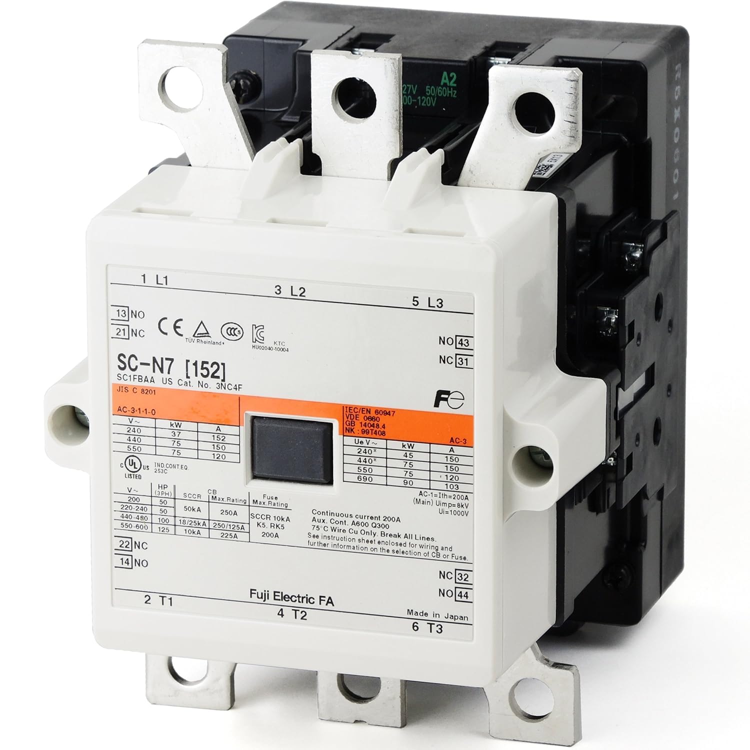 

Fuji Electric standard magnetic contactor AC100V contact configuration NN SC-N7 (auxiliary 2a2b)