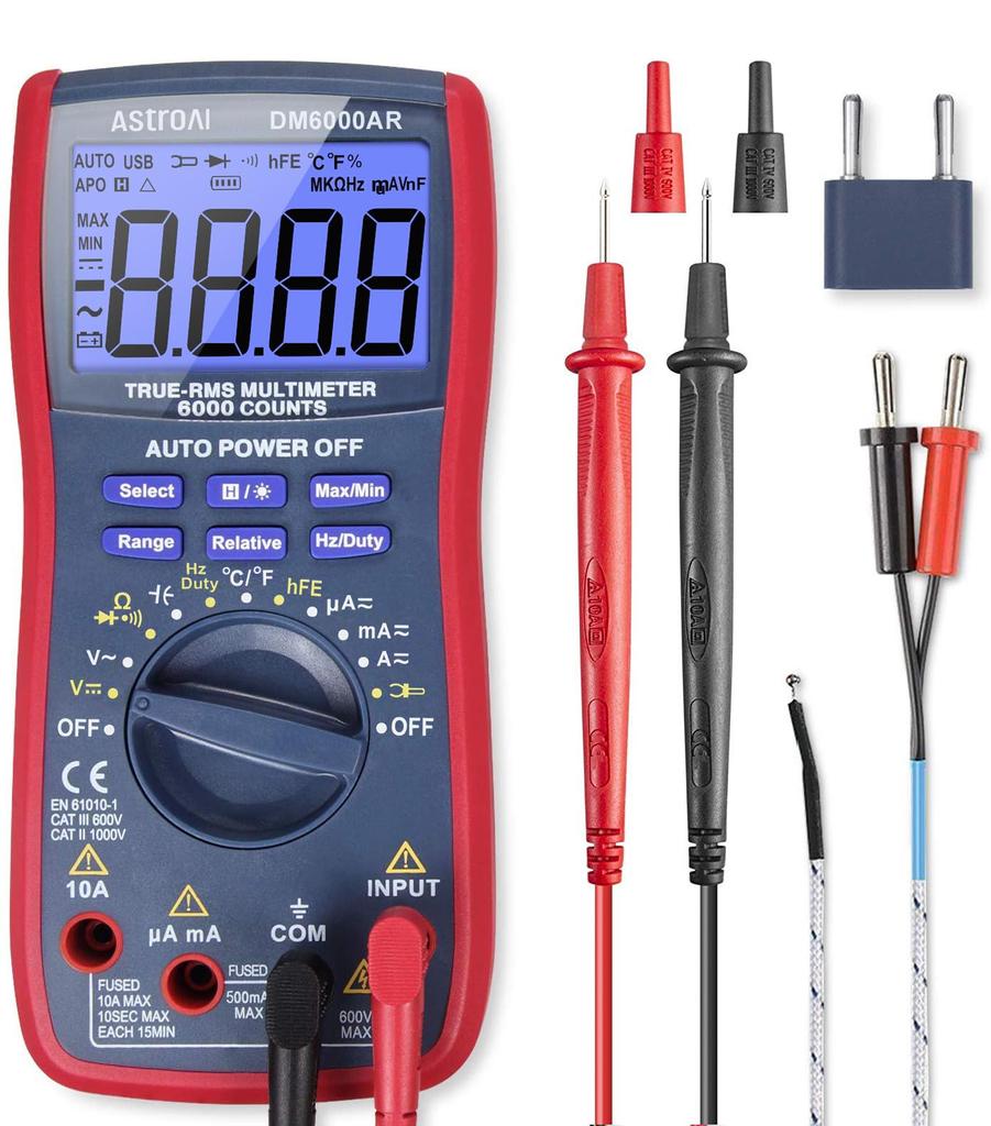 AstroAI 6000-Count Digital Multimeter with Auto-Range, Voltage, Current, and True RMS Value