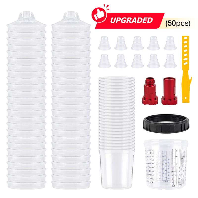 Upgrade Spray Gun Paint Mixing Cup H/O Quick Cup Spray Gun Tank 20.3oz/600ML Disposable Paint Cup with Spray Gun Cup Adapter