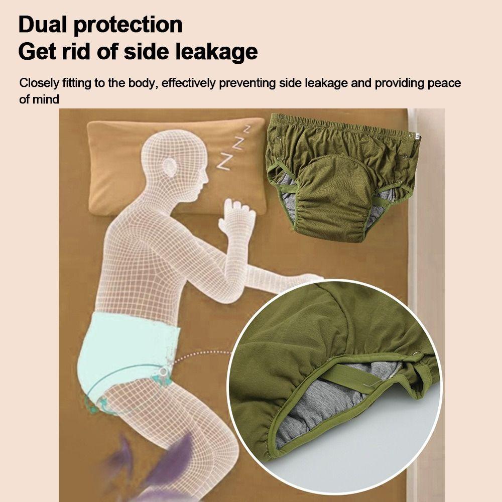Pure Cotton Adult Diapers Water Resistant High Absorption Reusable Underpants Anti-Side Leakage Skin-Friendly