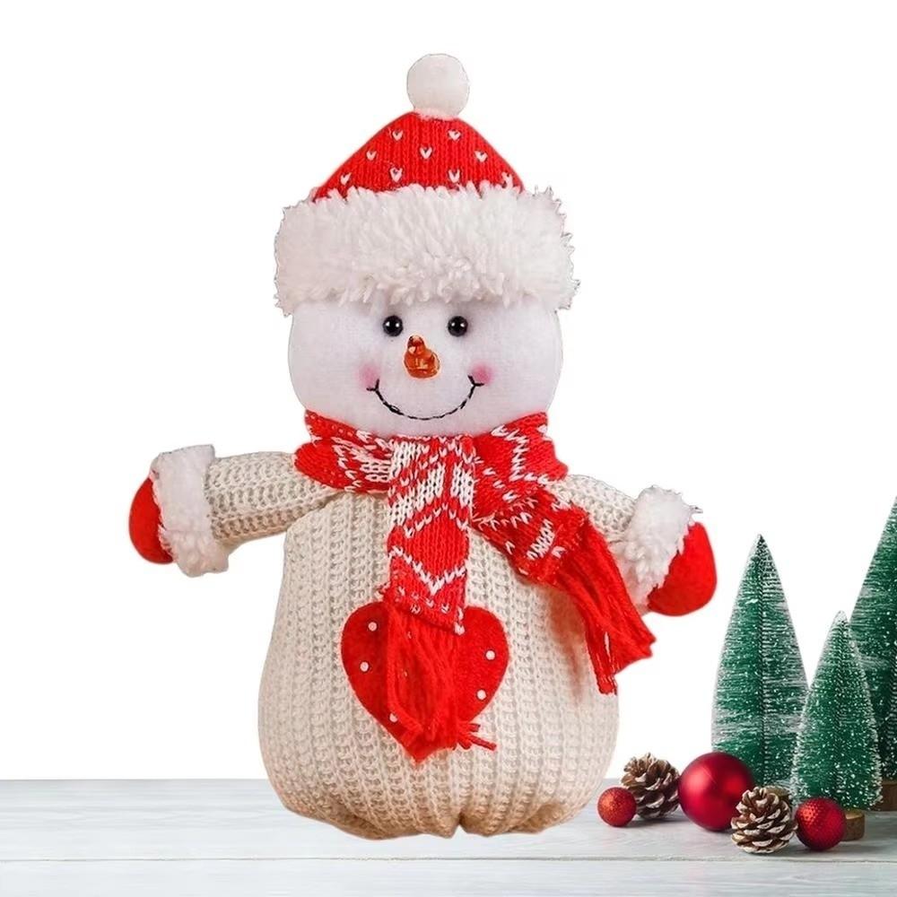 Snowman Christmas Doll Bag Knitted Xmas Drawstring Bag Christmas Candy Bag  Christmas Party