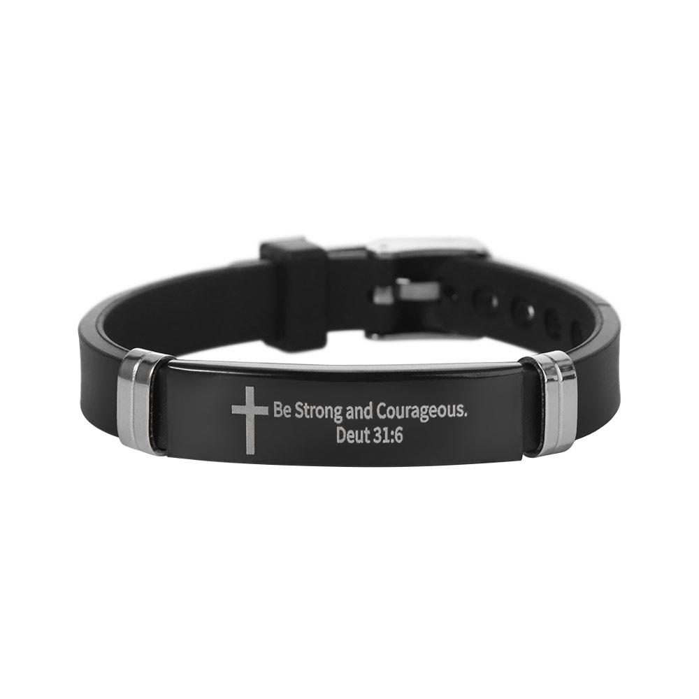 

Cross Design Inspirational Quote Bracelets Silicone Material Bible Verse Christian Bracelet ID Wristband