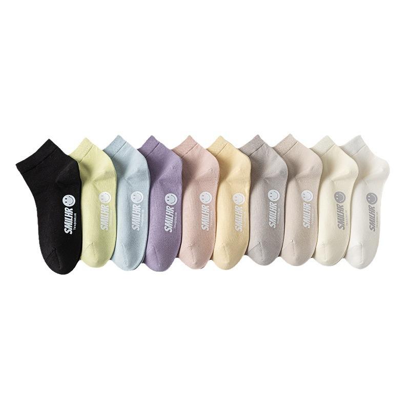 Female Spring and Summer Thin Foot Smile Shallow Mouth Breathable Boneless Low Tube Cotton Socks