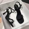 Fashion 2025 Summer Style New Buckle Strap Square Toe sandals Thin Heels Fashion Clip Toe Women Heels Sandals Slingback Sexy Pumps