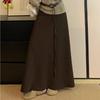 Plus Size Korean Retro High-Waisted A-Line Skirt with Belt for Women - Autumn Slimming Draping Long Skirt