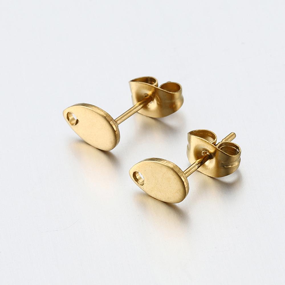 10pcs Gold Stainless Steel Love Heart Ear Studs for DIY Earrings Base Jewelry Making Hole Dangle Charm Components Accessories