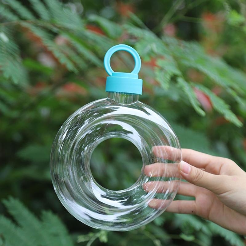 500ML Søt Smultringformet Drikkeflaske for Barn - Lekkasjesikker Fallbestandig Gjennomsiktig Sportsreisekopp for Barn eller Kvinner