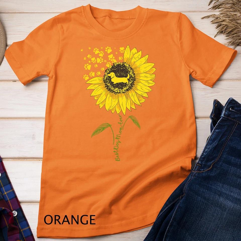 Best Dachshund Dog Mom Ever Pet Puppy Pup Lover Sunflower Unisex T-shirt 4 M