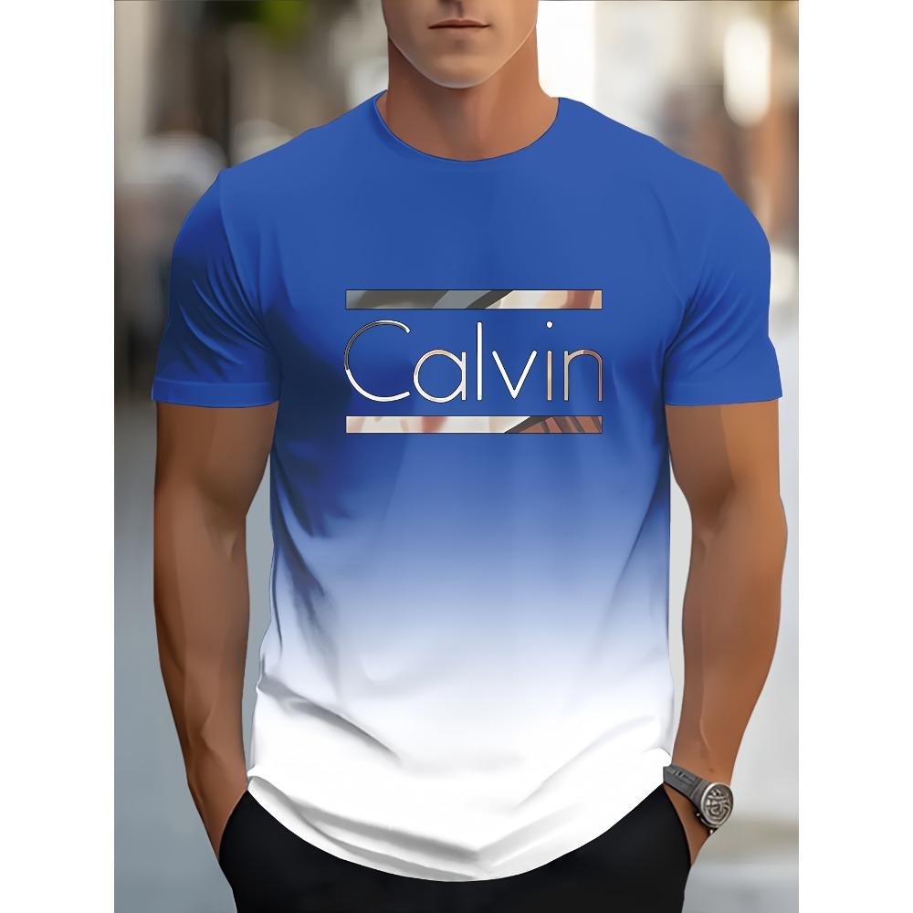 Farbverlauf Cavell Letter Print Herren T-Shirt Sommer Freizeit Sport Herren Top Mode Atmungsaktiv Outdoor Kurzarm T-Shirt