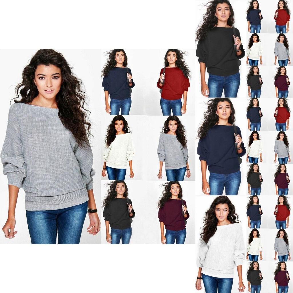 Stylish Women's Long Sleeve Baggy Ladies Pullover Knitted Oversized Sweater Jumper
