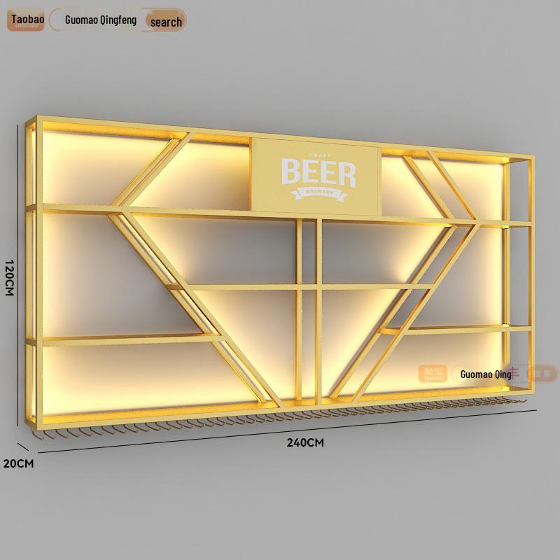 Industrial Wall-Mounted Wrought Iron Wine Rack for Bars & Restaurants - Creative Multifunctional Display Cabinet