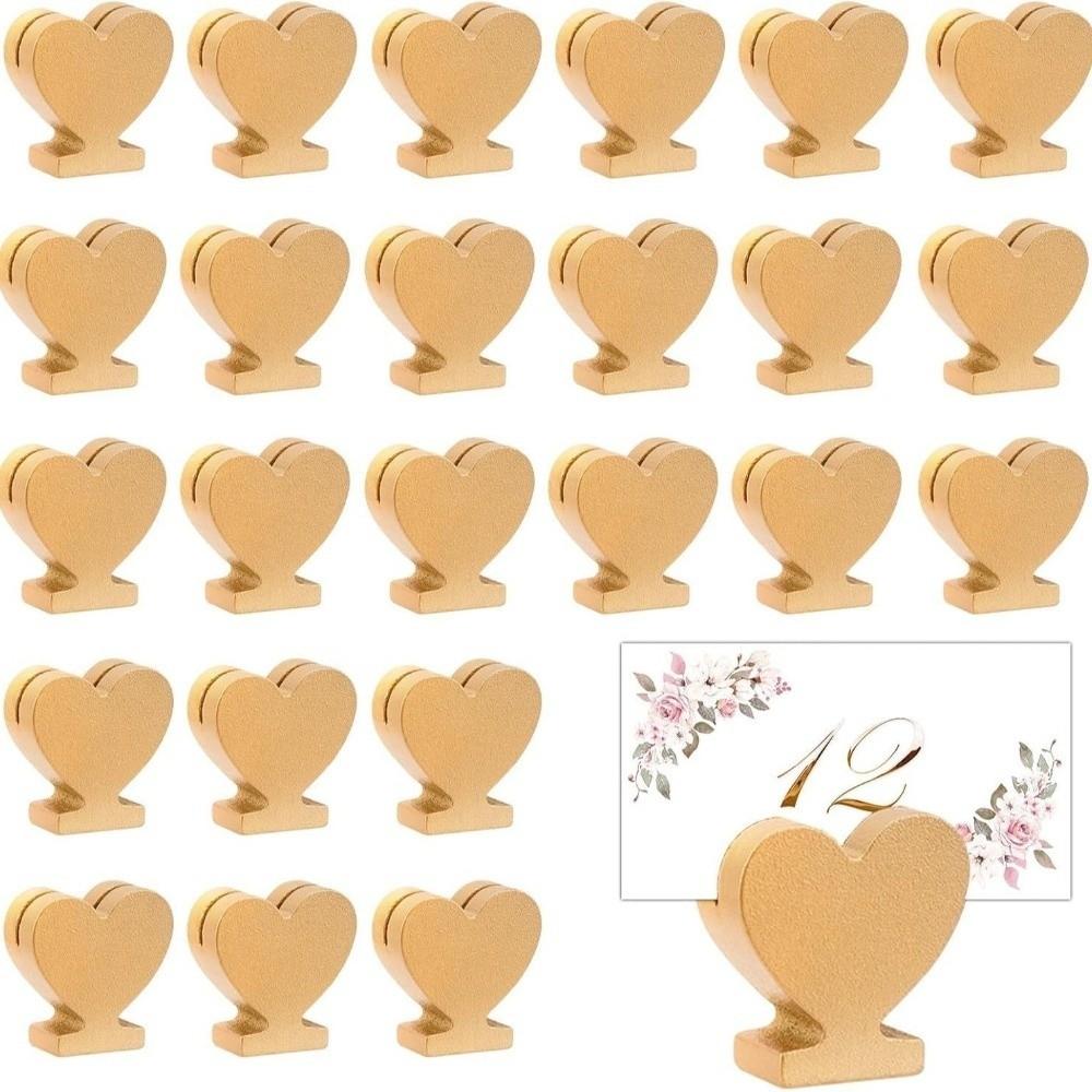 12PCS Gold Table Number Cards Stands Star Heart Shaped Name Card Clips Place Card Holders  Reception
