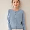 Women’s Cashmere Cardigan Jacket - 2024 Autumn/Winter Collection: Round Neck, Loose Fit, Solid Color Knit Sweater.