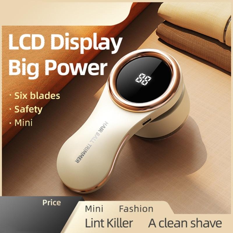 Hair Ball Trimmer LCD Display Clothes Lint Remover with Powerful Motor Sweater Defuzzer for Home and Travel Use