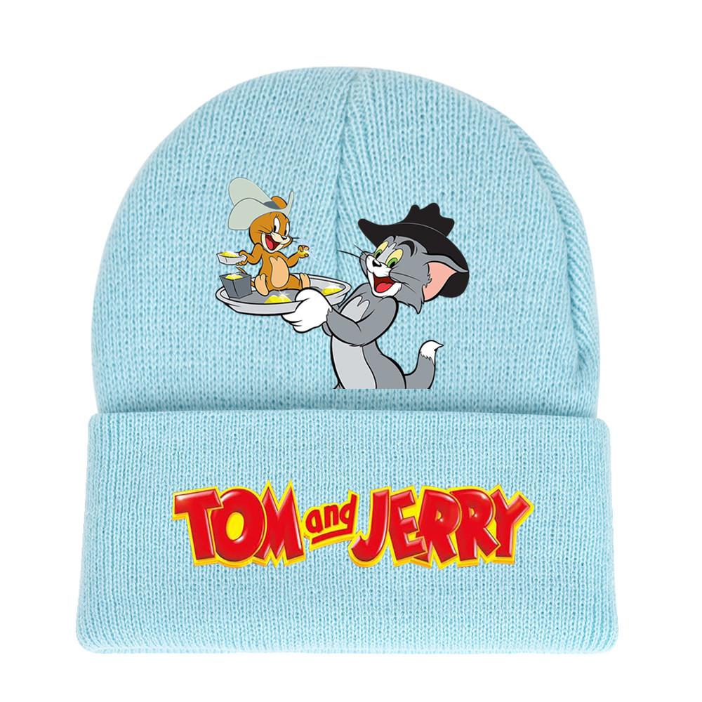 Jerry And Tom Cartoon Print Knitted Hat Hip Hop Cap Outdoor Fashion Gift Unisex