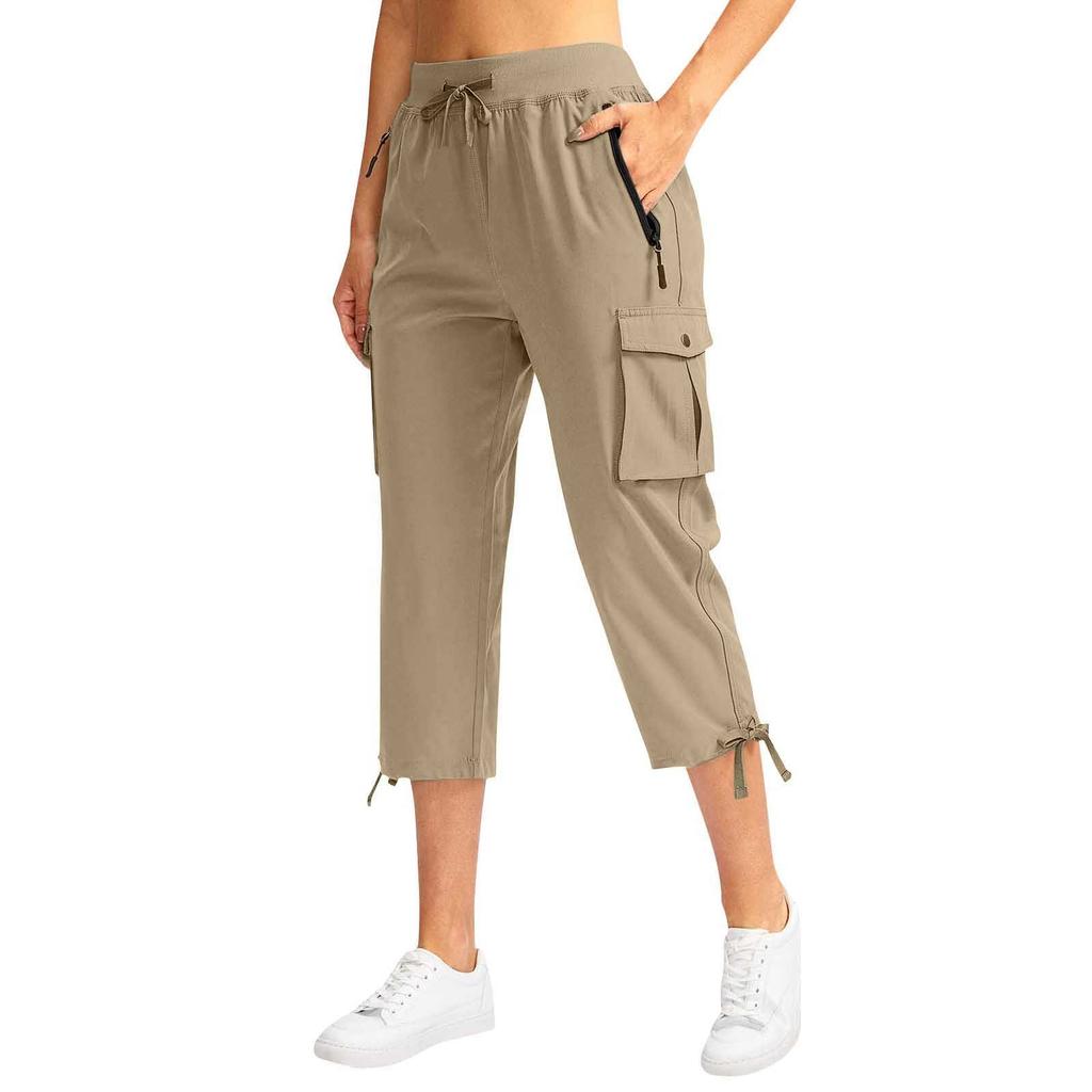 Dames Cargo Capris Met 6 Zakken Lichtgewicht Snel Droog Buiten Reizen Casual Comfortabele Zomerbroek