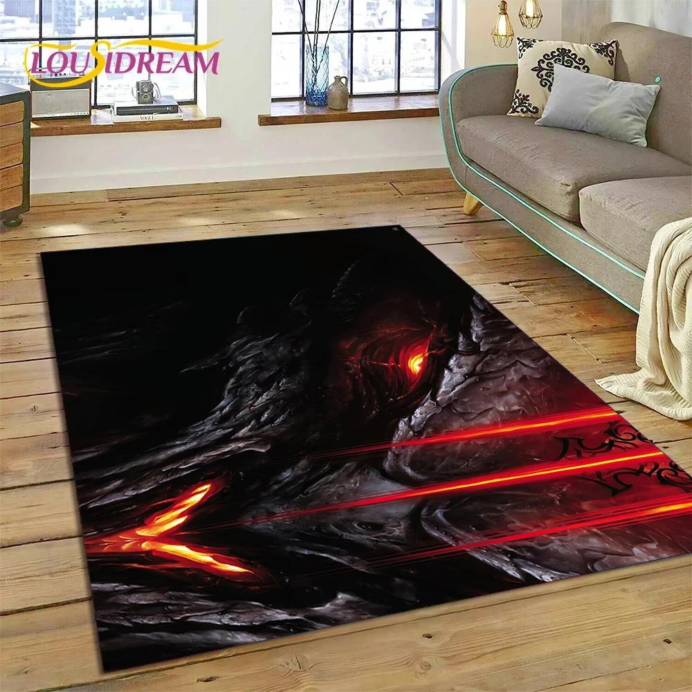 Alfombra de Juego Retro 3D de Diablo para Dormitorio, Sala de Estar, Decoración del Hogar, Sofá, Niños Jugando, Decoración Grande, Felpudo de Regalo