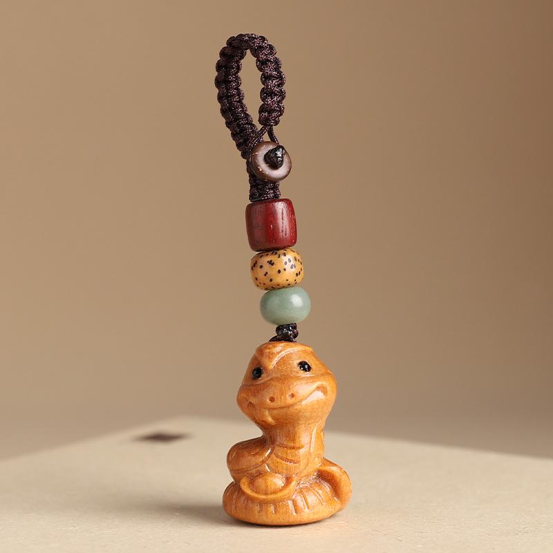 Sandalwood Zodiac Keychain Charm for Men & Women - Cute Mouse Pendant for Keys & Phones