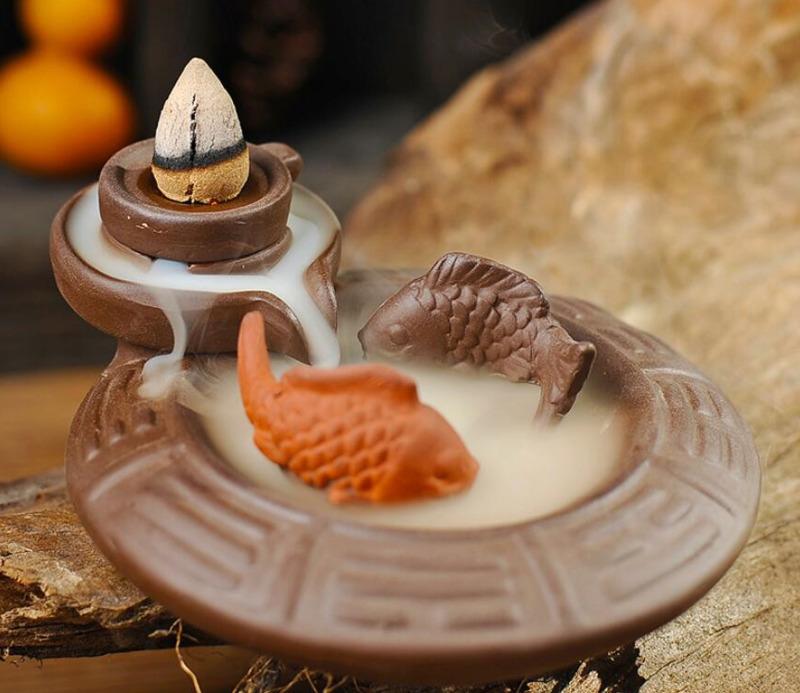 Creative Backflow Incense Burner Ceramic Incense Stick Holder Aromatherapy Censer For Home Office Living Room Teahouse