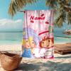 Custom Name Ultra-Soft Beach Towel with Strawberry Shortcake Theme,Ideal for Pool - Camping, Diving - Perfect Travel Essential, Vibrant Beach Towel.