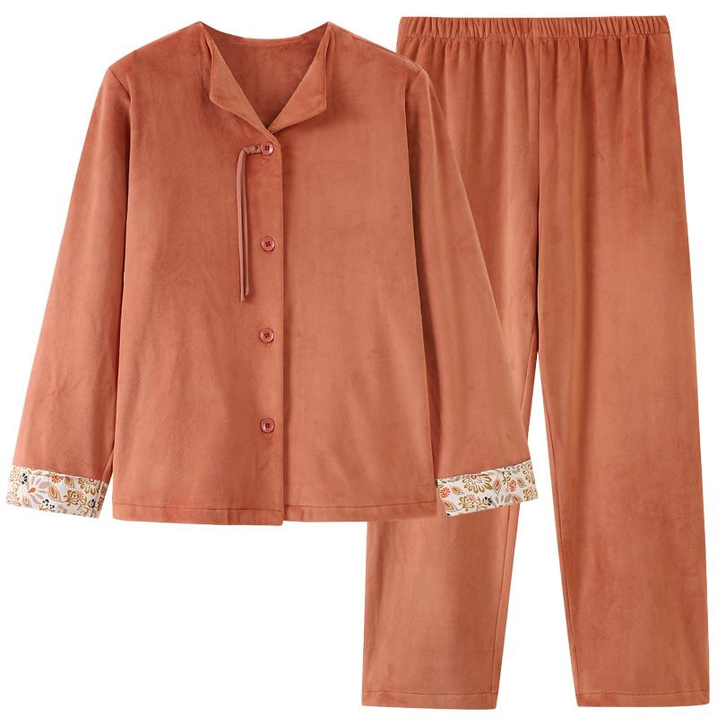 Coral Fleece Pajamas Women'S Autumn And Winter Thin Fleece Warm Long-Sleeved Island Fleece Suit Spring And Autumn Flannel Loungewear