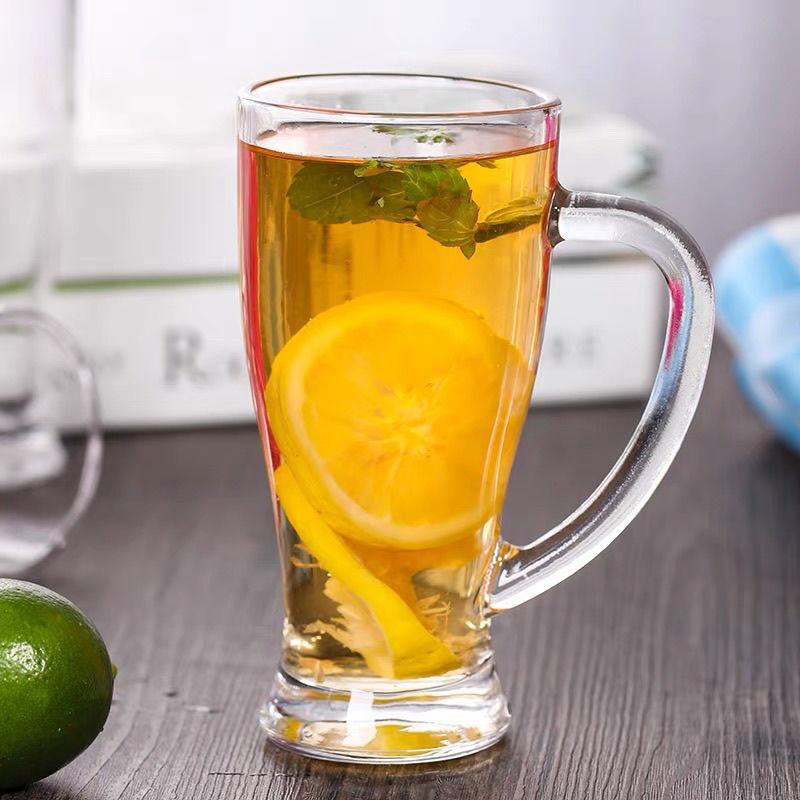 Kubki szklane o dużej pojemności 430 ml dla słynnych w Internecie filiżanek do napojów herbacianych, kubki do soku, kufle do piwa z uchwytami, szklany kubek do kawy