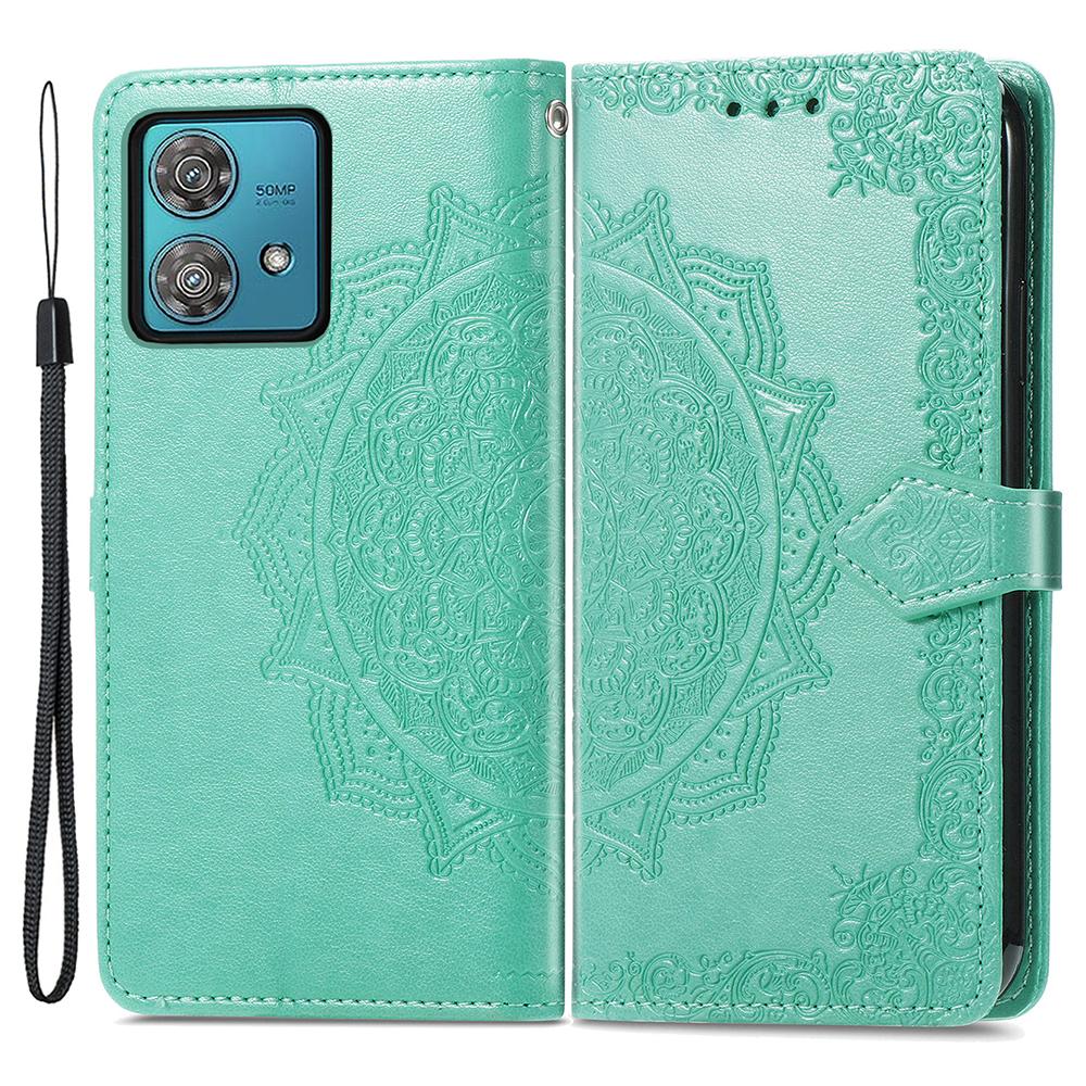 For Motorola Edge 40 Neo 5G Case Mandala Embossed PU Leather 3 Card Slots Phone Cover