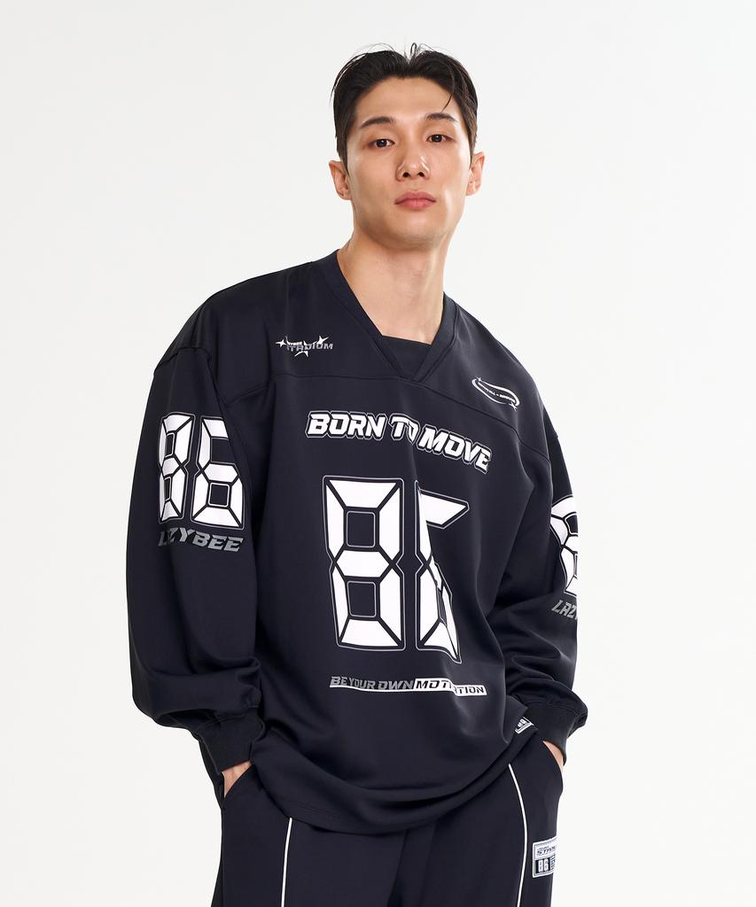 Leijibi Giant Fit Long Sleeve T-Shirt Rugby Jersey Oversized Fit Gym Wear Sweatshirt Running Jersey Block Core M (3 Colors)