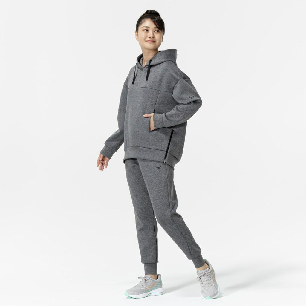Training Wear Stretch Sweatshirt Pullover Hoodie Easy to Move 32MCC332 Gray Heather [Mizuno] Women's