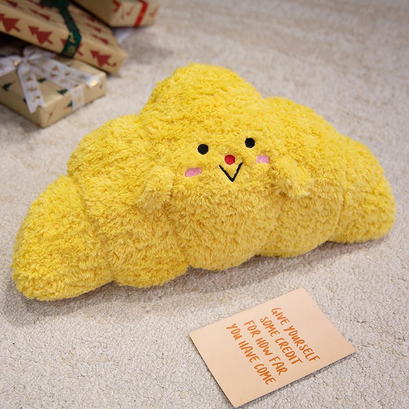 Cute Croissant Plush Pillow With Embroidery Design For Daily Sleeping Bedroom