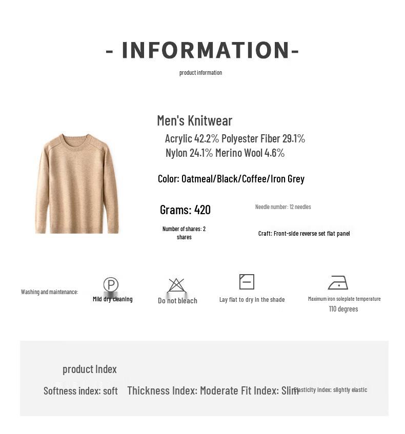 Yiliteng Men's YTMTST6818 Loose Fit Round Neck Knit Sweater