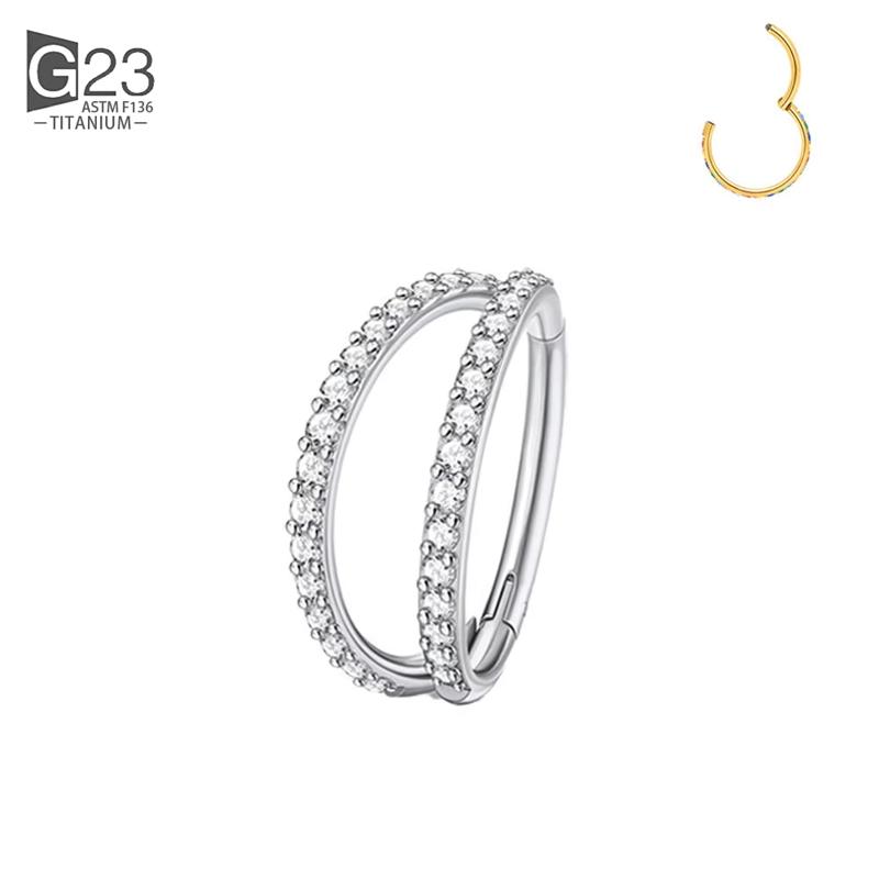 G23 Titan Piercing Doppellagig Dreifach Gestapelt Scharniert Zirkon Nasenring Helix Knorpel CZ Kleiner Knorpel Septum Clicker