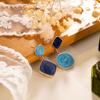 Französische Elegante Blaue Asymmetrische Geometrische Ohrringe Damen Einfacher Modeschmuck Für Party und Tägliches Tragen