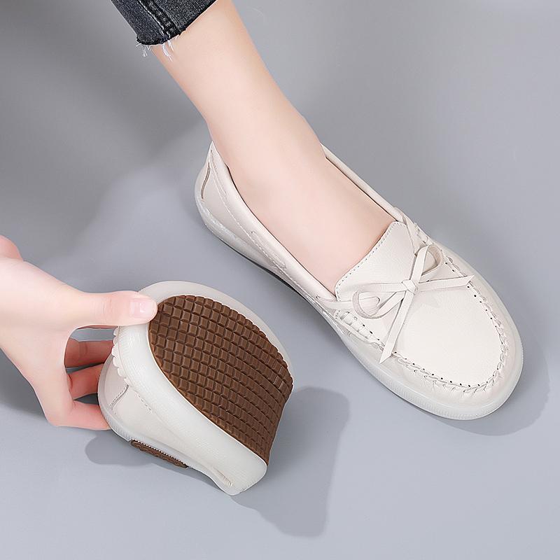 Fashion Women Shoes New Leather Flat Shoes Slip On Women Loafers With Wedge Heels Casual Flats Zapatos Mujeres Moccasins Female