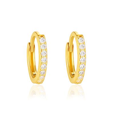 Classic Pave Huggie Hoop Earrings - 925 Sterling Silver Yellow Plated