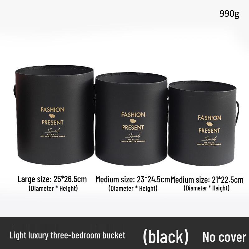 Qixi Fashion Light Luxury Three-Piece Flower Arrangement Bucket Set Hug Bucket
