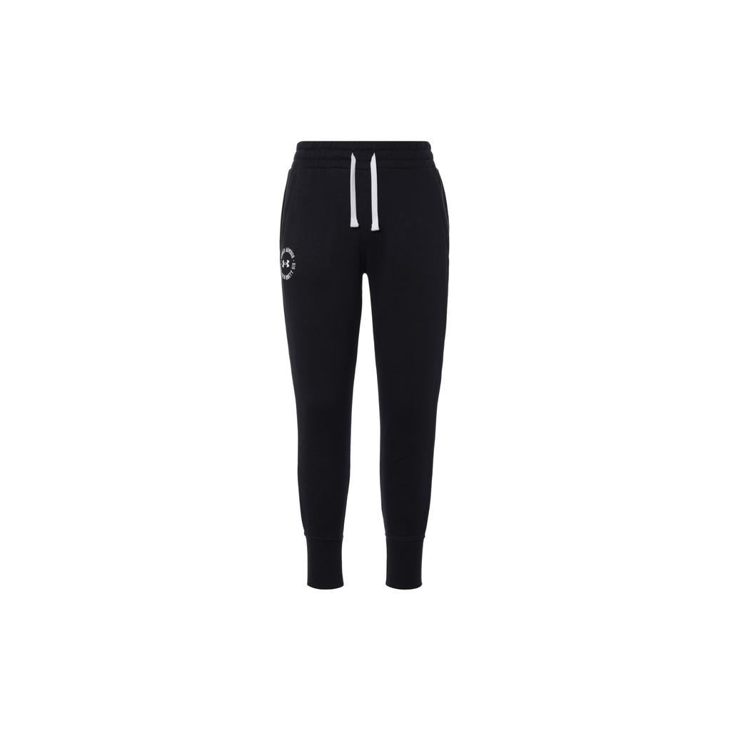 Under Armour Solid Color Logo Print Drawstring Sweatpants Women Bottoms Black 1373025-001