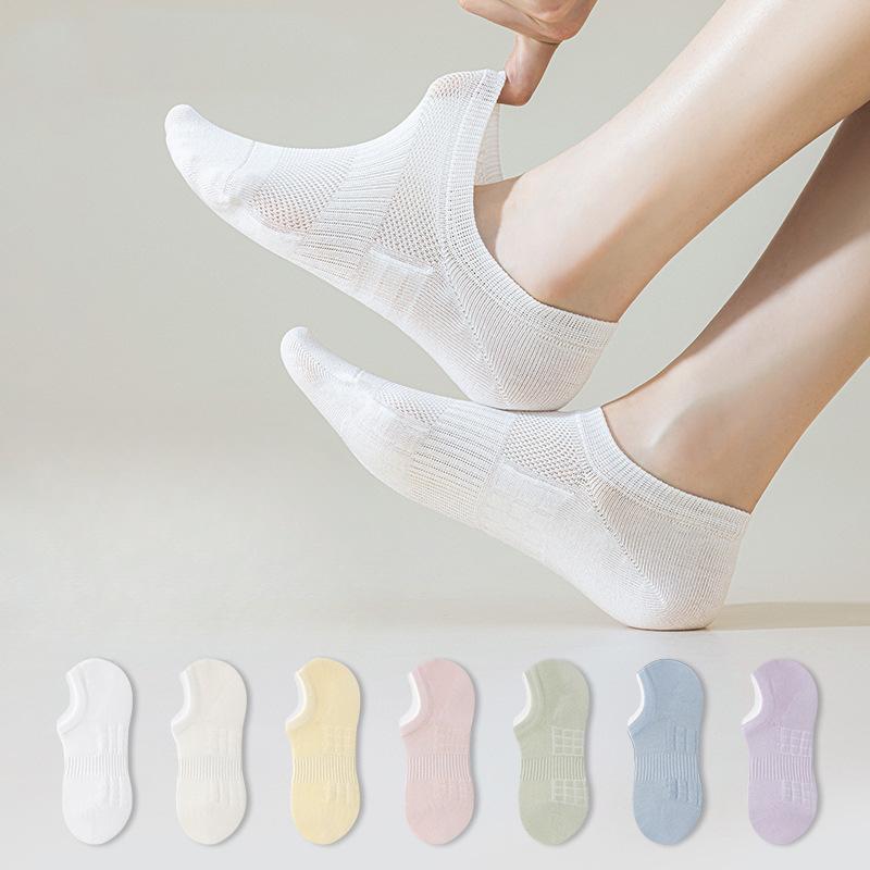Female Summer Thin Non Slip Do Not Fall with Net Eye Shallow Mouth Invisible Short Cotton Socks