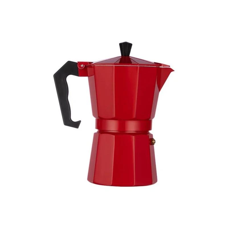 Red Moka Coffee Maker Italian Aluminum Octagonal Coffee Cup