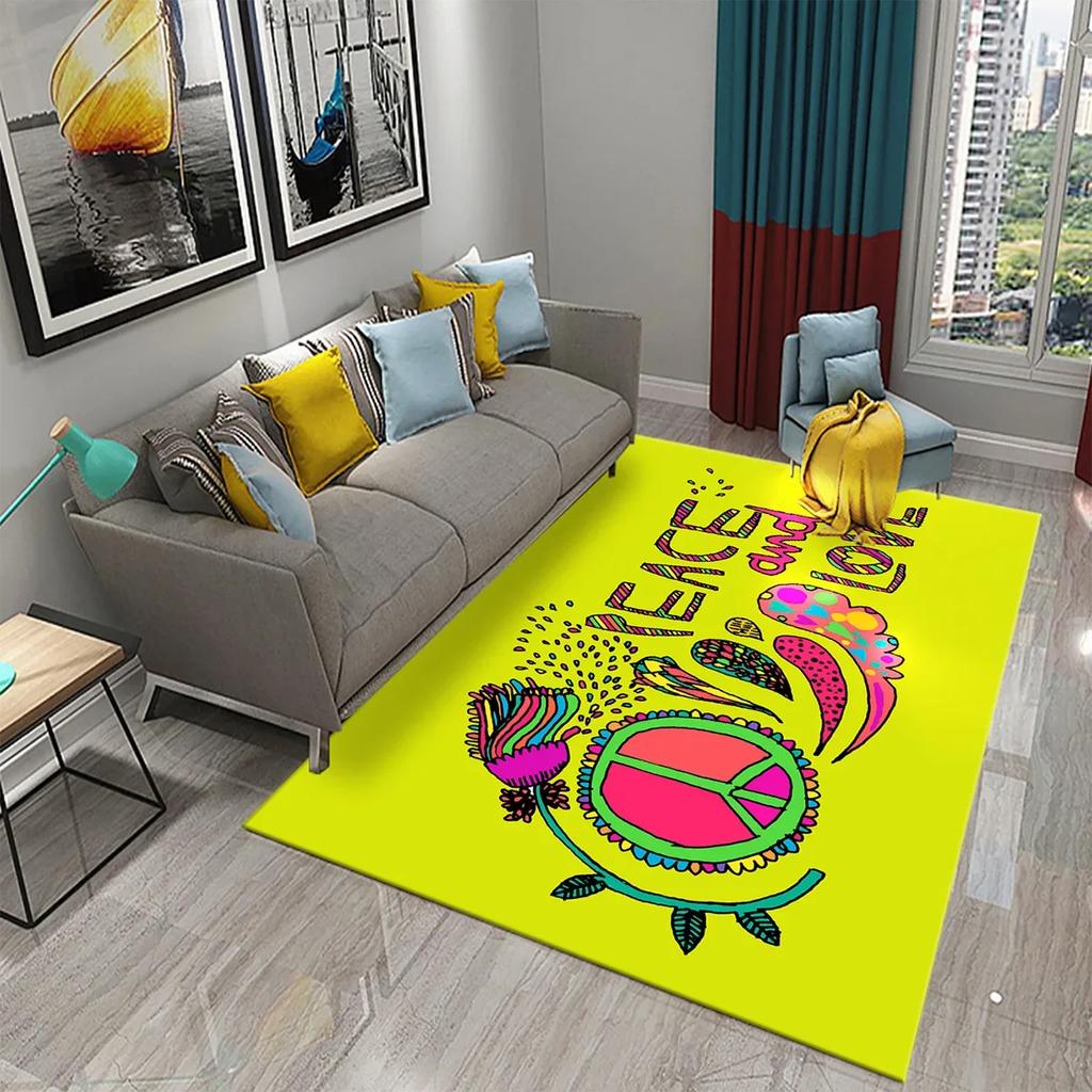3D Colorful Peace Carpet for Bathroom Kitchen Door Entrance Mats Non-Slip Rugs Living Room Bedroom Decor Floor Welcome Mat Rugs