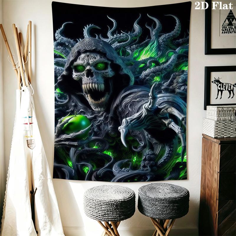 Dark Fantasy Tapestry Gothic Skull Snake Art Tapestry Background Cloth Wallmounted Wall Covering Decoration Background Cloth Work Of Art