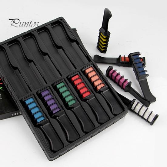Halloween Hair Dye Comb 10Pcs Chalk 10 Colors Washable Instant Christmas Cosplay Party Disposable Temporary Coloring Safe