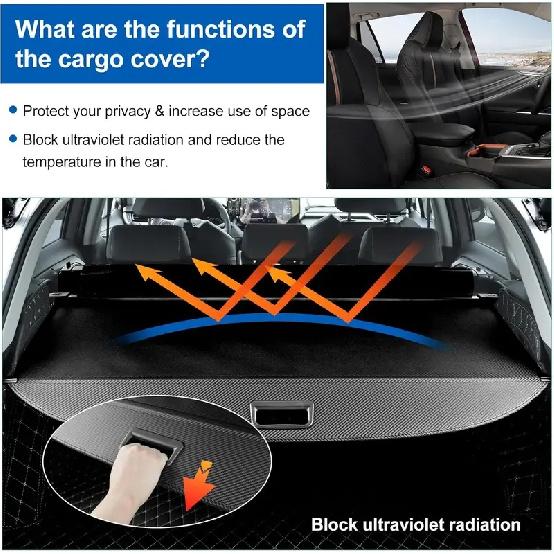 Car Rear Trunk Cargo Cover For Toyota RAV4 20-25 Trunk Curtain Cover Organizer Stowing Tidying Canvas Auto Interior Accessories